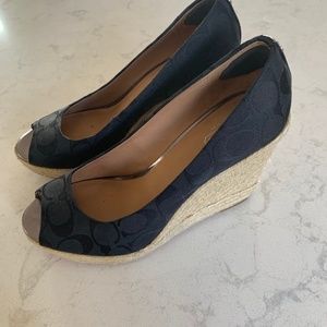 Black Coach Espadrilles 5" Wedge - Size 9